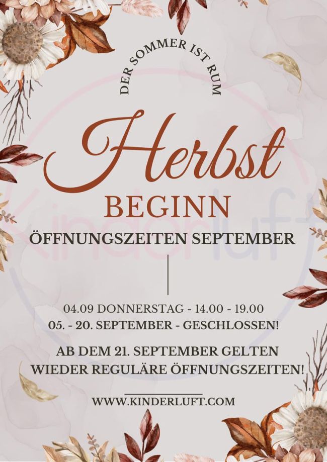 Kinderluft Öffnungszeiten September