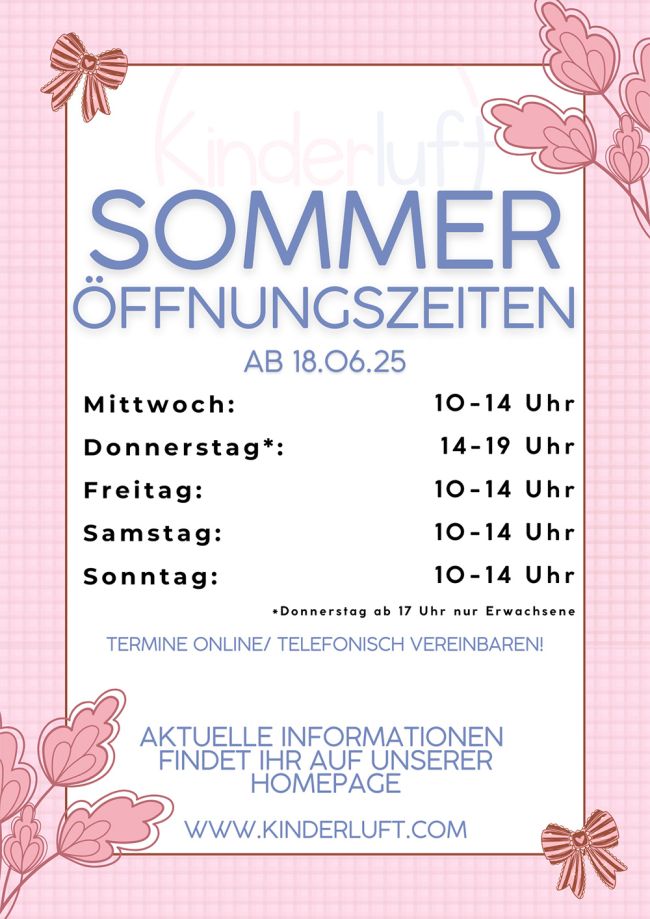 Kinderluft Sommer Öffnungszeiten ab 18.06.2025
